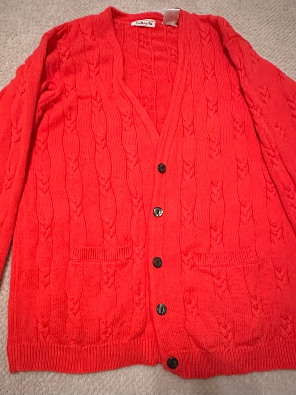 Talbots Red Cable-Knit Button Cardigan